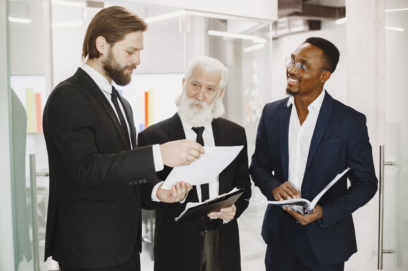 Business colleagues at an upscale corporate event
