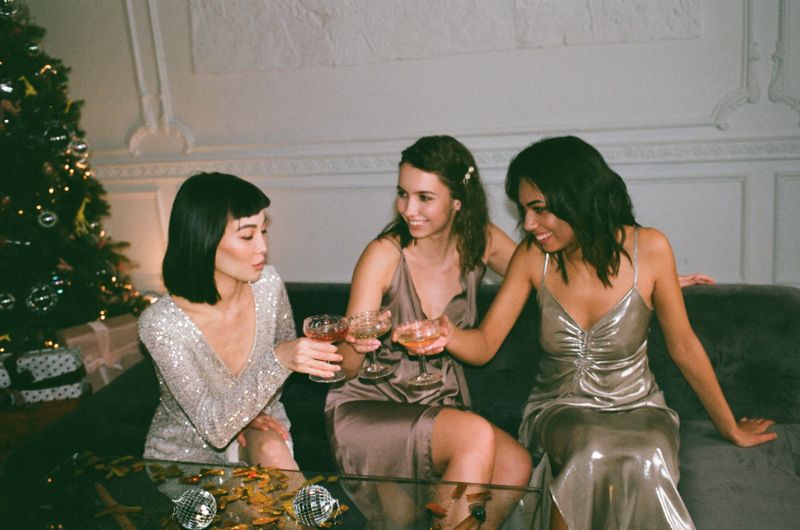 Guests toasting together at a private celebration